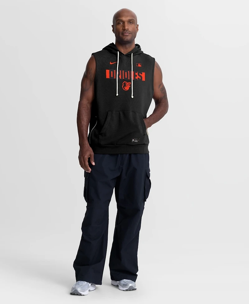 Nike Men's Black Baltimore Orioles Authentic Collection Standard Issue Dri-fit Sleeveless Hoodie