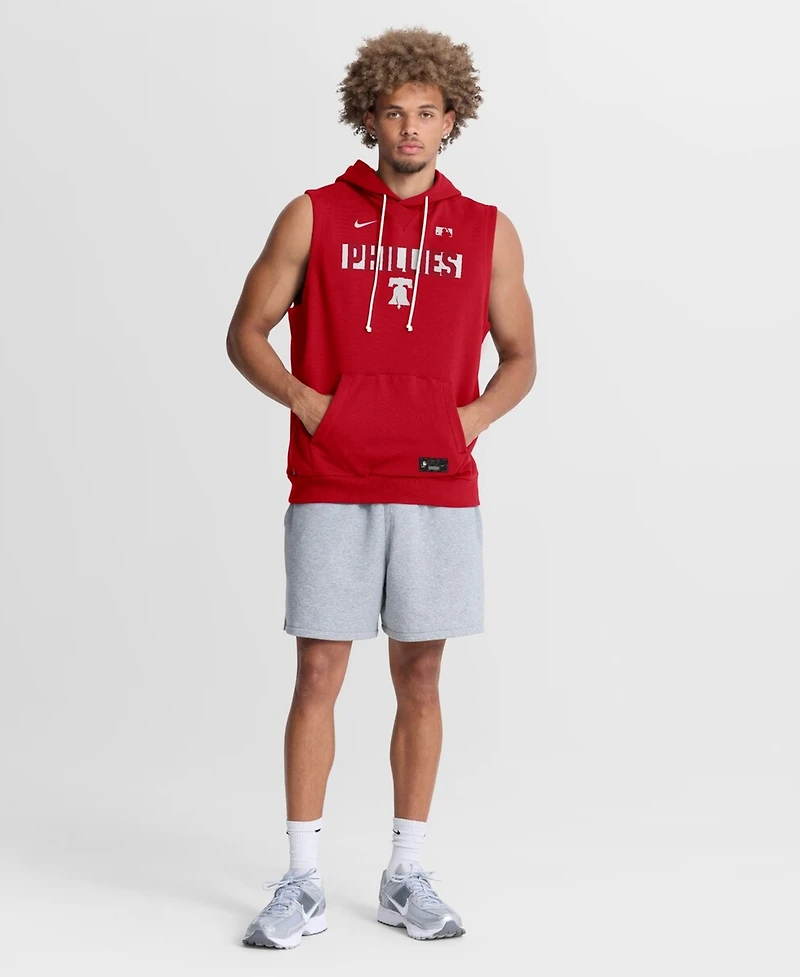 Nike Men's Red Philadelphia Phillies Authentic Collection Standard Issue Dri-fit Sleeveless Hoodie