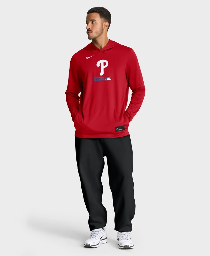 Nike Men's Red Philadelphia Phillies Authentic Collection Dri-fit Long Sleeve Hoodie