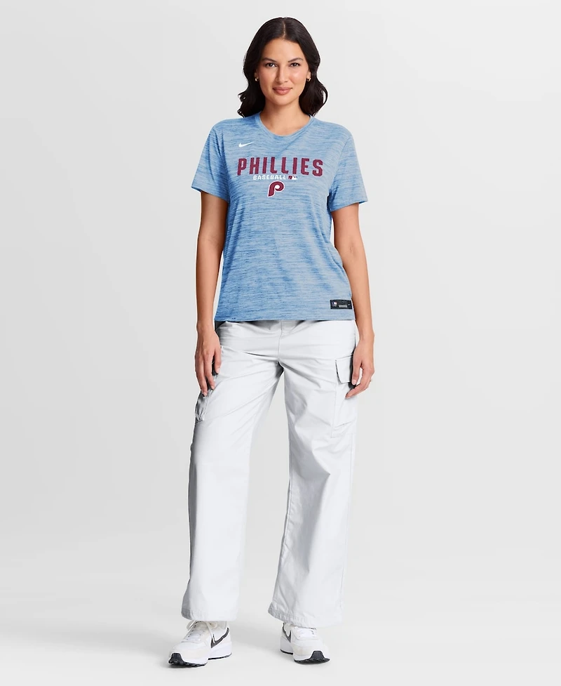 Nike Women's Light Blue Philadelphia Phillies Authentic Collection Alternate Logo Velocity Dri-fit T-Shirt