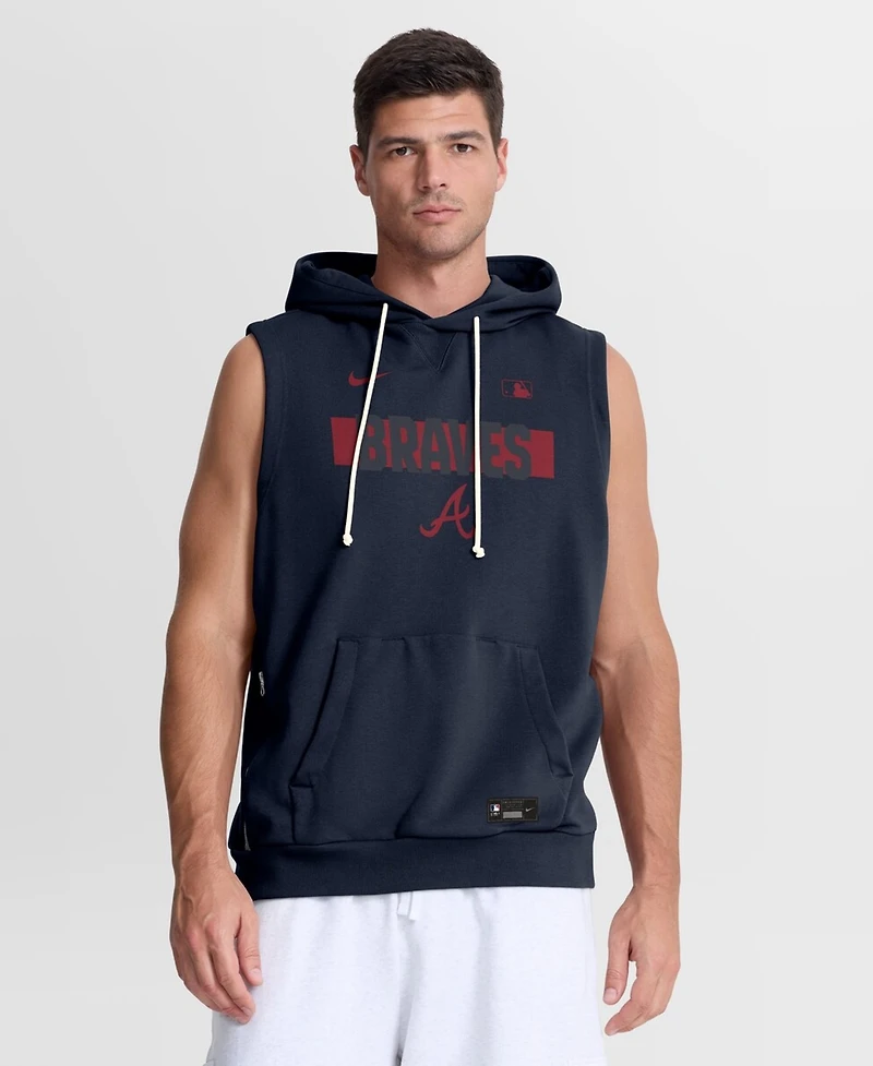 Nike Men's Navy Atlanta Braves Authentic Collection Standard Issue Dri-fit Sleeveless Hoodie