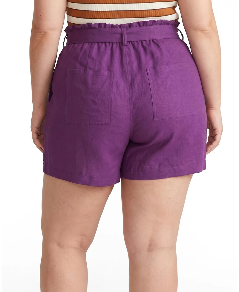 Universal Standard Women's Plus Harbor Stretch Linen Paperbag Shorts