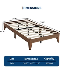 gaomon Wood Platform Bed Frame, Solid Wooden Legs and Wooden Slats Support, Sturdy Metal Central Structure, No Box Spring Needed