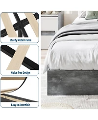 homfan Twin Xl Size Wood Platform Bed Frame, Wooden Bed Frame Without Headboard, Wood Slat Support, No Box Spring Needed, Easy Assembly