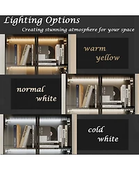 Homsee Modern 4-Door Led Bookcase Aluminum Frame Glass Display Cabinet Living Room Storage