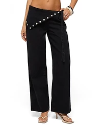 Edikted Women's Button Foldover Low Rise Baggy Jeans