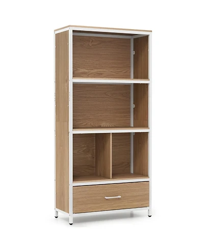 Slickblue Freestanding 56-Inch Bookcase with 5 Tiers and Drawer