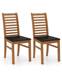 Costway Modern Dining Chair Kitchen with Rubber Wood Legs and Slatted Backrest