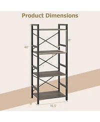 Slickblue Modern 4-Tier Freestanding Narrow Bookcase with Metal Frame