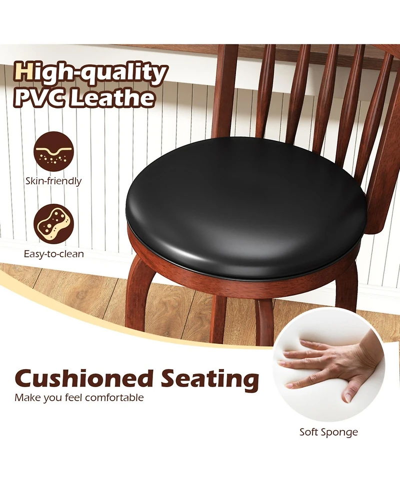 Slickblue Set of 2 Faux Leather Swivel Bar Stools for Counter Height Seating
