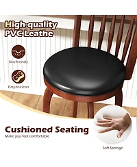 Slickblue Set of 2 Faux Leather Swivel Bar Stools for Counter Height Seating