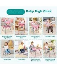 Gouun Toddler 6 in 1 Convertible High Chair with Adjustable Removable Tray and Booster