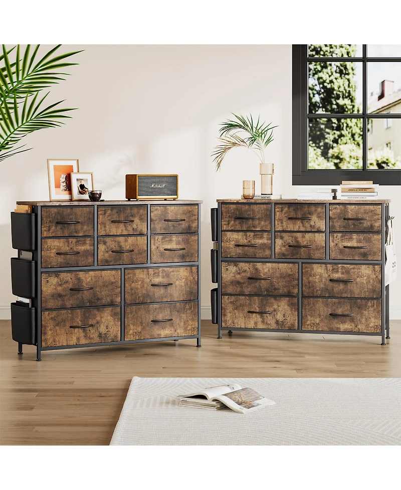 homfan 10-Drawer Fabric Storage Cabinet, Freestanding Organizer Tower with Non-Woven Drawers for Bedroom Closet Nursery