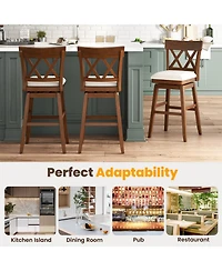 Slickblue 30 Inch Bar Stool with Swivel Padded Seat and Ergonomic Contoured Back