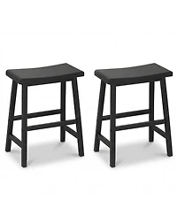 Slickblue Set of 2 24 Inch Counter Height Stools with Solid Wood Saddle Seats