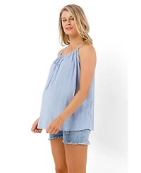 Hello Miz Women's Maternity Sleeveless Tie Front Scoop Neck Cami Top