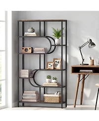 Slickblue Tall 5-Tier Bookcase with U-Shaped Open Shelves