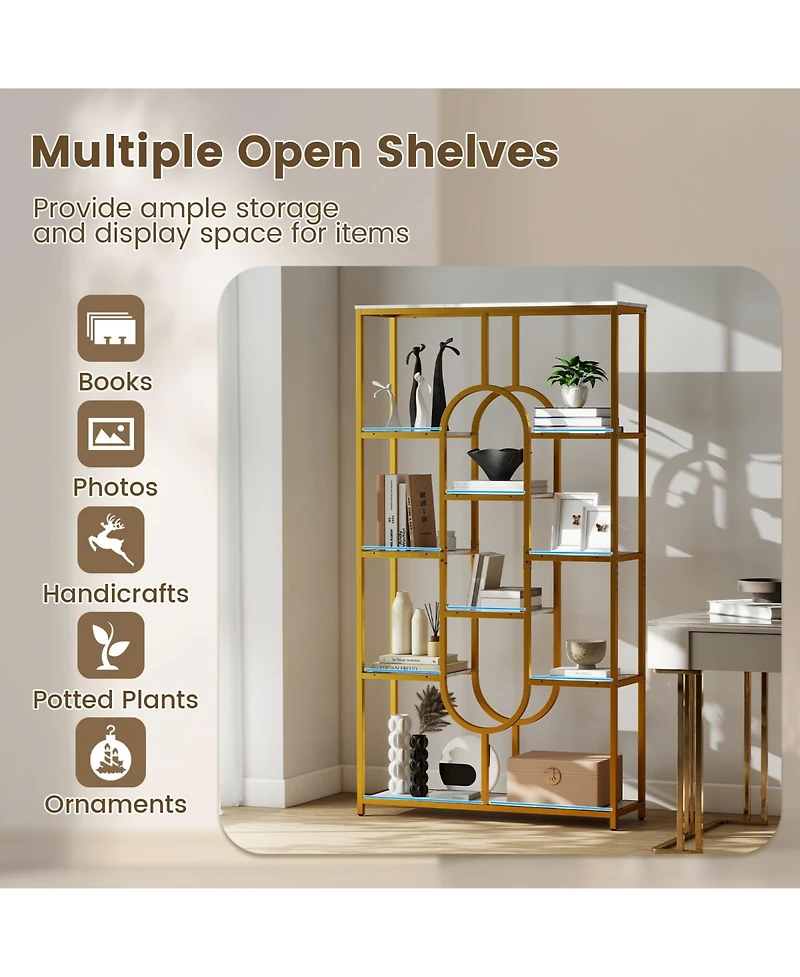 Slickblue Modern 5-Tier Tall Bookshelf with Open Storage