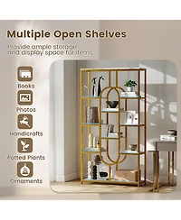 Slickblue Modern 5-Tier Tall Bookshelf with Open Storage