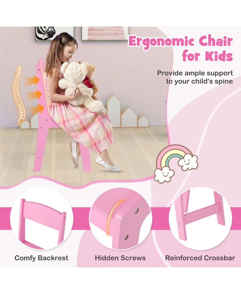 Gouun Kids Vanity Table and Chair Set with 3 Removable Mirrors
