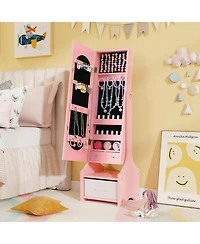 Gouun Freestanding Kids Jewelry Armoire with Full-Length Mirror
