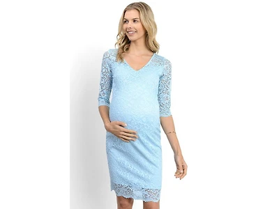 Hello Miz Maternity Bodycon Floral Lace Dress with 3/4 Sleeves