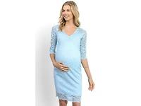 Hello Miz Maternity Bodycon Floral Lace Dress with 3/4 Sleeves