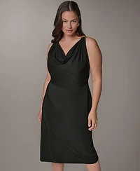 Donna Karan New York Plus Shoulder Hardware Sleeveless Midi Dress