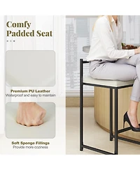 Slickblue Set of 2 Counter Height Bar Stools Pu Leather Upholstered with Footrest