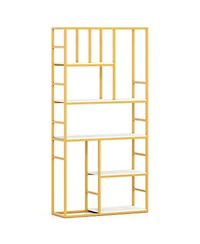 Slickblue 71-Inch 5-Tier Geometric Bookcase with Sturdy Metal Frame