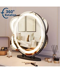 homfan Modern Led Vanity Mirror – 3-Color Dimmable Lighting, Smart Touch Control, Aluminum Alloy Frame, Tabletop