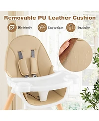Gouun Toddler 5 in 1 Wooden Convertible High Chair with Detachable Tray and Cup Holder