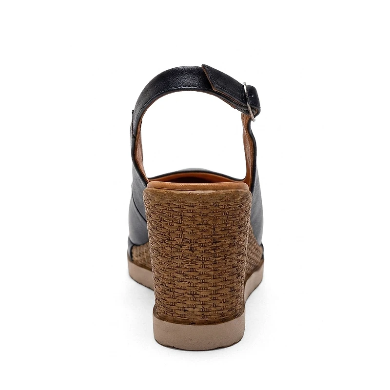 Forever & Always Shoes Helina Leather Wedge Sandal