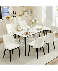 homfan Set of 4 or 6 Modern Fabric Dining Chairs Upholstered Side With Padded Seat and Wooden Legs Accent for Room, Kitchen, Restaurant