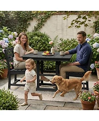 Asagikoiai 3-Piece Hdpe Outdoor Patio Dining Set with 37.8" Table and 2 Chairs, All-Weather Bistro