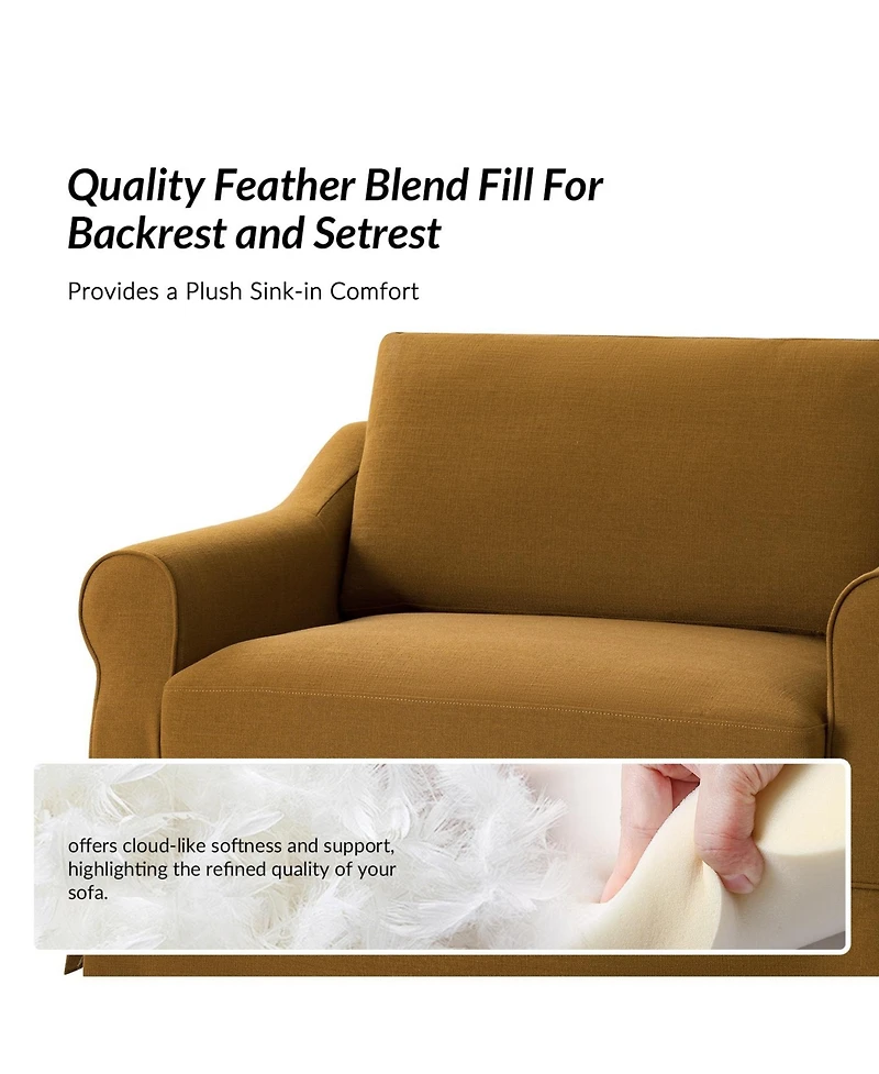 Hulala Home Raul Farmhouse Slipcovered Armchair with Feather Blended Cushion
