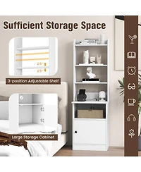 Gouun 6-Tier Bookshelf Nightstand Charging Station Cabinet Storage