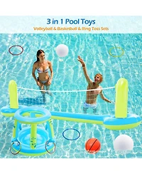 Gnuadz 3 1 Pool Game Set Inflatable Floats Volleyball BasketballWater Sports