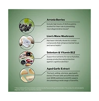 Kyolic Smart Mushrooms Supplement Lion's Mane and Aged Garlic Extract for Brain Health and Mental Performance 60 Capsules