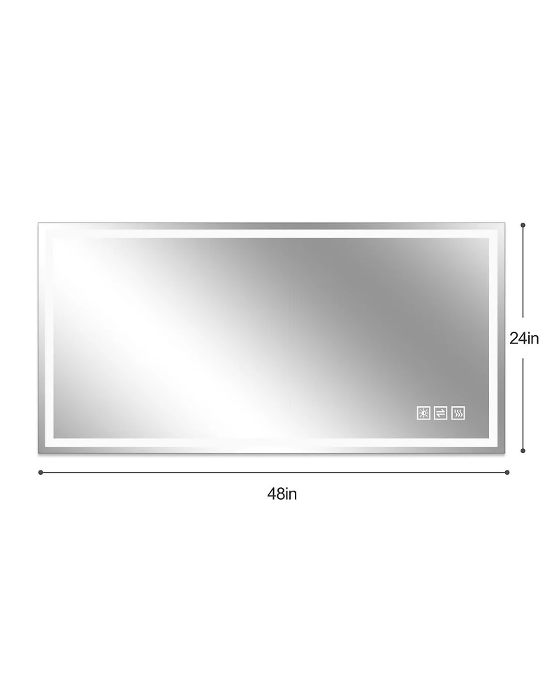 Laoties 48" x 24" Led Bathroom Vanity Mirror, Anti-Fog Lighted Wall Mirror with Dimmable Lighting