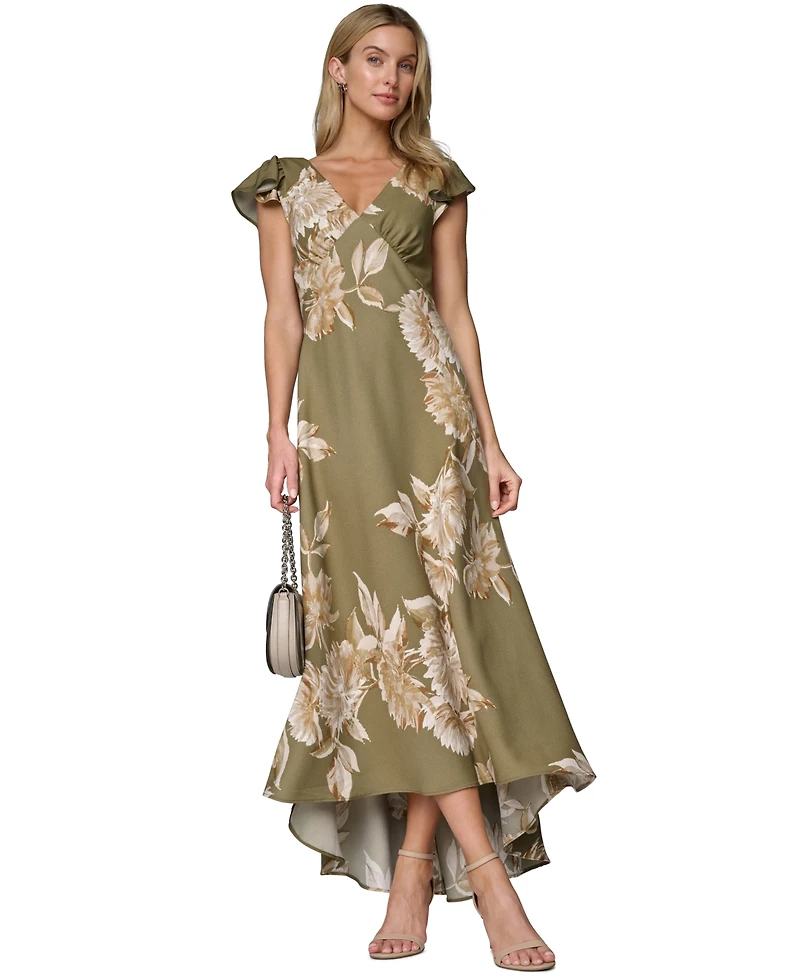 Calvin Klein Women's Printed V-Neck Midi Dress