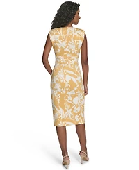 Calvin Klein Women's Printed Crewneck Belted Dress