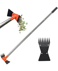 Xdovet Garden Hoe Weed Puller Rake 60 Inch Adjustable Handle Spring Steel Head Yard Tool