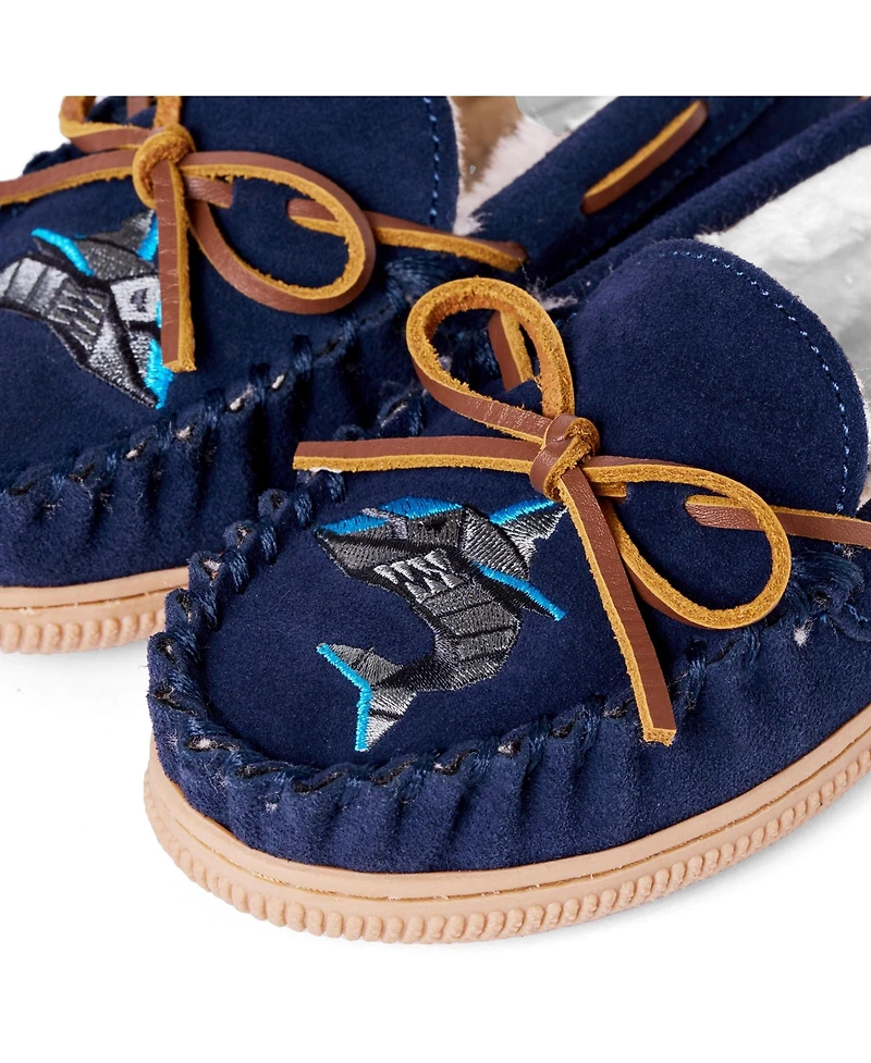 Minnetonka Boys Kids' Suede Shark Slippers