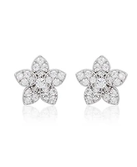 Suzy Levian New York Sterling Silver Cubic Zirconia Pave Flower Stud Earrings