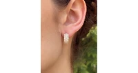 Suzy Levian New York Sterling Silver Cubic Zirconia Pave Three-Row Huggie Hoop Earrings