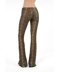 Nocturne Women's Snake Print Low-Rise Flare Trousers