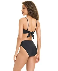 Sanctuary Womens Woodland Flora Clean Bandeau Neck Bikini Top High Leg Swim Bottoms