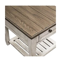 Liberty Furniture Heartland Drawer End Table in Antique White w/ Tobacco Top