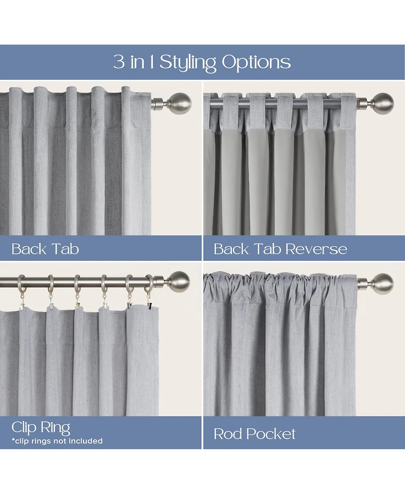 Chenille Blackout Back Tab Curtains Pair